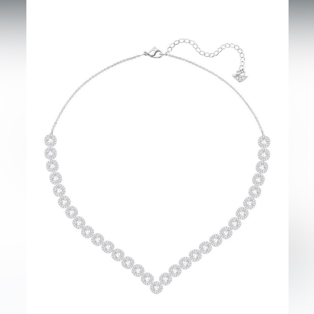 Swarovski White Angelic Square Rhodium-Plated Necklace